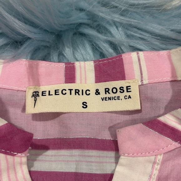 Electric & Rose Pink Striped Peasant Oversized Top - Picture 2 of 8